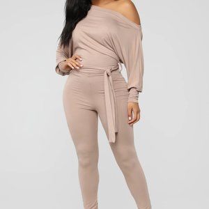 Fashion Nova Taupe Lounge Romper
